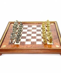 Jeu d'Échecs Lansquenet - Échiquier en Bois de Bruyère et Bois d'Orme & Pièces en métal