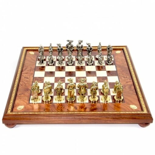 Jeu d'Échecs Lansquenet - Échiquier en Bois de Bruyère et Bois d'Orme & Pièces en métal