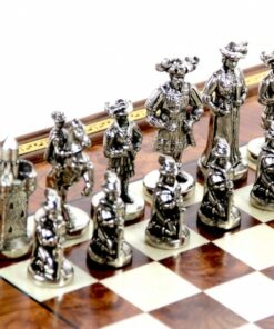Jeu d'Échecs Lansquenet - Échiquier en Bois de Bruyère et Bois d'Orme & Pièces en métal