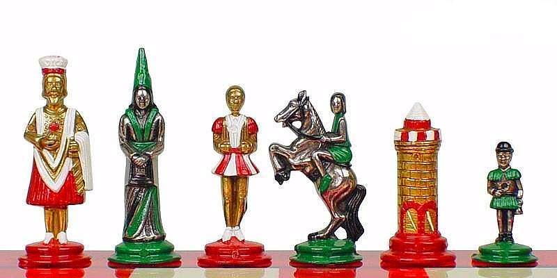Jeu d'Echecs en Métal Peint à la Main "Camelot et La Légende du Roi Arthur"