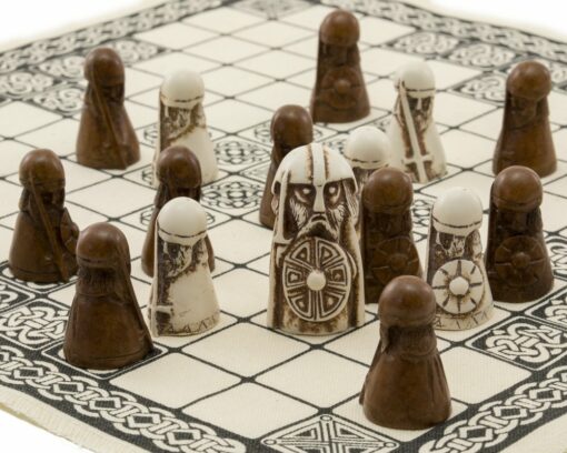 Jeu Viking - Hnefatafl - Pièces en résine & Surface de jeu en Lin