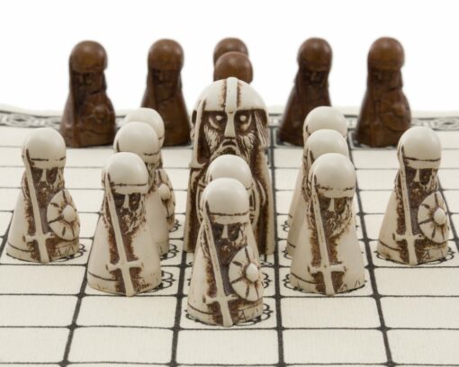 Jeu Viking - Hnefatafl - Pièces en résine & Surface de jeu en Lin