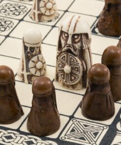 Jeu Viking - Hnefatafl - Pièces en résine & Surface de jeu en Lin