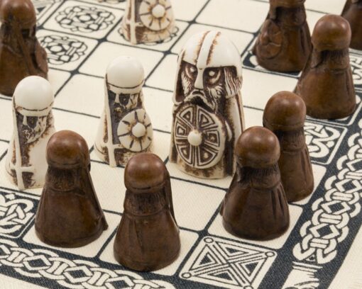 Jeu Viking - Hnefatafl - Pièces en résine & Surface de jeu en Lin