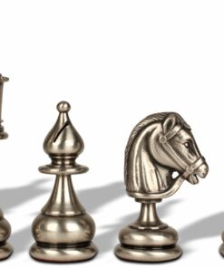 Jeu d'Échecs Perse - Échiquier en bois et Albâtre de Toscane avec tiroir & Pièces en laiton massif