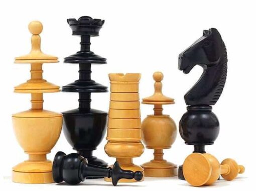 Jeu d'Echecs "Regence Française" en Bois de Buis Ebonisé