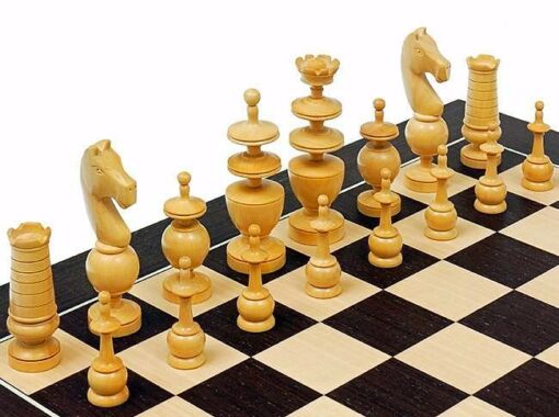 Jeu d'Echecs "Regence Française" en Bois de Buis Ebonisé