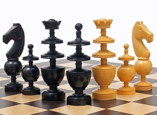 Jeu d'Echecs "Regence Française" en Bois de Buis Ebonisé